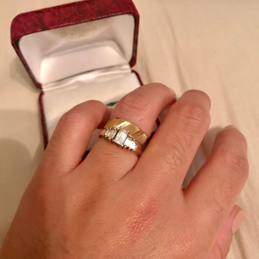 14K engagement wedding band set - Picture 3 of 4